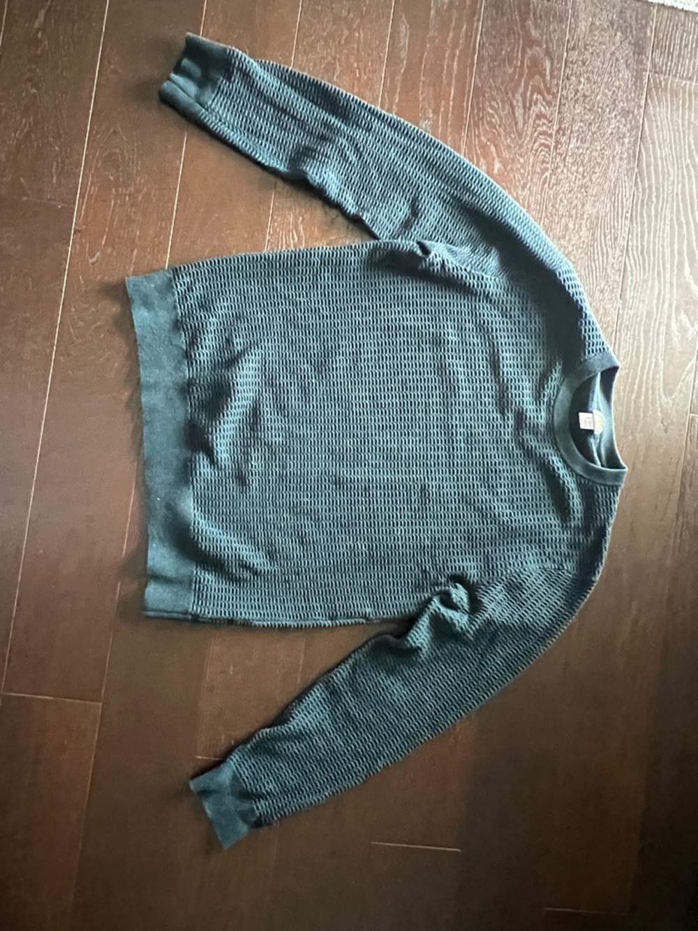 H&M size M Textured Waffle Knit Crewneck Sweater - Teal
